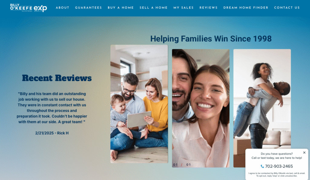 Billy Sells Vegas real estate WordPress website screenshot